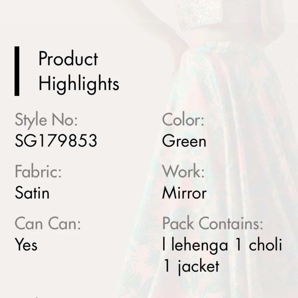 Kalki Orange and Green Embellished Lehenga Set - Picture 7 of 13